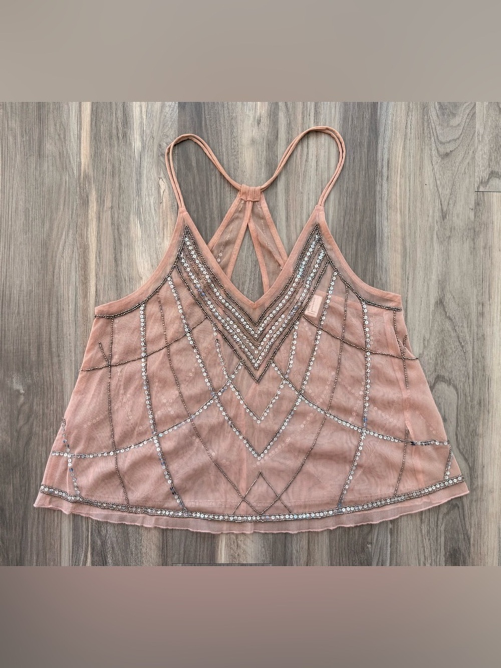 Forever 21 Pink Embellished Racerback Top Size M
